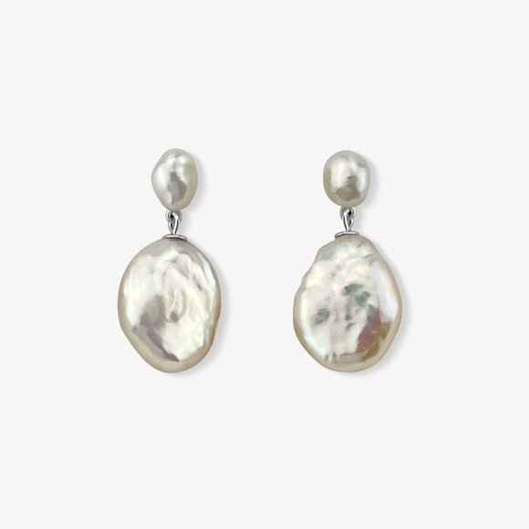 Kylie Earrings/ Elegant double Pearl dangle style Earrings - Picture 2 of 2